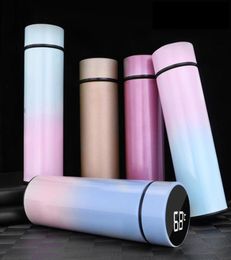 Gradient stainless steel Smart vacuum insulated water bottle Touch temperature smart display bottle with led lid4658522