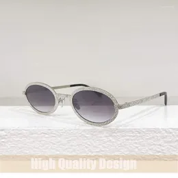 Sunglasses 2024 High Quality Women's Lady Fashion Blackout Vintage Oval CH9286 Rhinestone Glasses Uv400