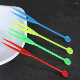 Disposable Flatware Home Use Goods Good Quality Colorless Transparent Plastic Fruit Fork Needle Kitchen Bar Kitchenware Tableware Forks