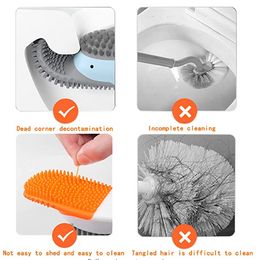 Silicone Bathroom Toilet Brush Plunger,Wall Mounted Brush Flexible flexers deep Clean to Corner and Holder Cleaner Brush Set
