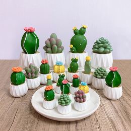 1/4Pcs Dollhouse Miniature Succulent Potted Plant Cactus Bonsai Model Home Decor Toy Micro Landscape Car Desktop Ornament