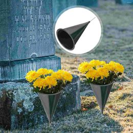 Vases Cone Shape Cemetery Vase Ground Inserting Grave Decor Spike