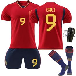 2223 Spain Home Red No. 9 Garvey 7 Morata 10 Pedri 17 Fati World Cup Soccer Suit
