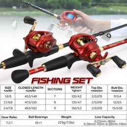 Sougeyilang New Casting Fishing Rod Combo Telescopic Fishing Rod and Lightweight Baitcasting Reel with Fishing Line Full Set