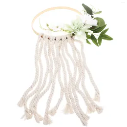 Decorative Flowers Fringe Trim Macrame Wreath Pendant Garland Woven Decorations Festival Wall Hanging Party Craft