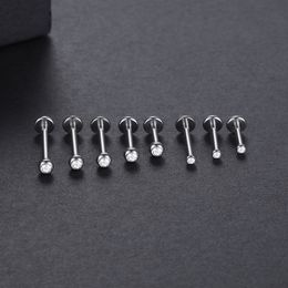 1PC Titanium CZ Lip Ring Stud Helix Piercing Oreja Internally Thread Gem Ear Cartilage Tragus Piercings Daith Earrings Stud 16G