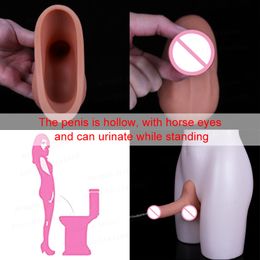 New Female Stand Urinate Wearable Soft Silicone Dildo Panty Penis Enlargement Sleeve Adult Sex Toys For Man Women Lesbian