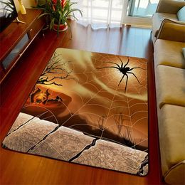 Halloween Spider Carpet 3D Printed Fear Horror Mat Trick or Treat Rug Living Room Bedroom Area Rugs Halloween Gift Home Decor