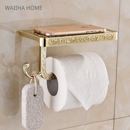 Bathroom Paper Holder with Hook Bathroom Shelf Wall Paper Hangs Paper Towel Holder Waterproof Toilet Paper Holder