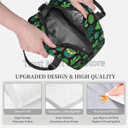 Fresh Blooming Cactus Green Floral Thermal Lunch Bag with Adjustable Strap Insulated Cooler Tote for Work Picnic Travel Beach