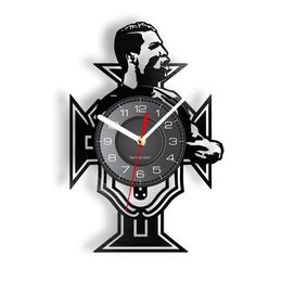 Cristiano Ronaldo Laser Cut Longplay Wall Clock Portugal Football Legend Retro Music Album Home Decor Watch Vinyl Record Clock