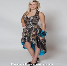 High Low Camo Bridesmaid Dresses Halter Crystal Prom Evening Gowns Realtree Forest Camouflage Cocktail Homecoming Dress Custom Mad6980257