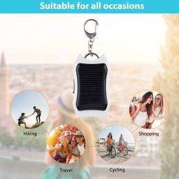 Keychain Mobile Power USB External Solar 950mAH Fast Charging Power Supply with 3 LED Light Charging Equipment for Hiking Travel