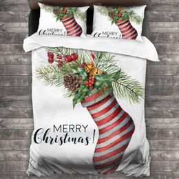 Bedding Sets 3D Christmas Pattern Bed Sheet Santa Claus With Pillow Cover Polyester Bedspread King Twin Home Decor Gift Women