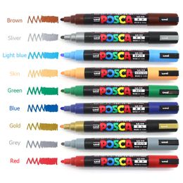 Uni Posca Marker Pen PC-1M 3M 5M Acrylic Paint Acrylic Paint Pen Portable Full Colour Art Supplies Stationery Painting Graffiti