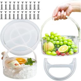 DIY Round Hand-held Fruit Ornament Storage Basket Silicone Mould Ice Cube Beer Barrel Mould For Resin Making