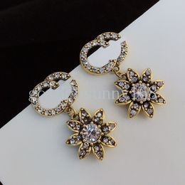 Diamond Flower Stud Earrings Deisgner Jewelry Brand Letter High-end 925 Silver Earring Fashion Eardrop Men Women Wedding Jewelry Birthday Gift