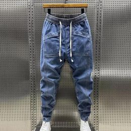 Men's Jeans Spring Autumn 2024 Denim Elastic Waist Loose Students Teenagers Cowboy Streetwear Harem Leg Long Track Pants Men