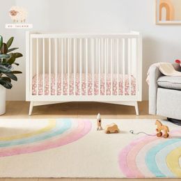 Rainbow Fluffy Carpet For Living Room White Hairy Nursery Play Mat For Children Soft Foot Mat Plush Bedroom Rug Bathroom Mat