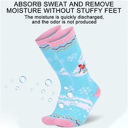 Loogdeel Women Winter High Tube Thermal Ski Snowboard Socks Absorb Sweat Soft High Elastic Outdoor Warm Sports Snow Stockings