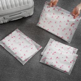 1/5pcs Portable Waterproof Cloth Organizer Translucent Storage Pouch Zip Lock Plastic Bag Flamingo