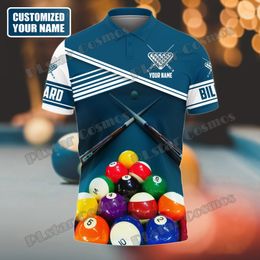 Custom Name Billiard Pool Player 3D Printed Mens Polo Shirt Summer Street short sleeve shirt Gift for Billiard Lover WK44