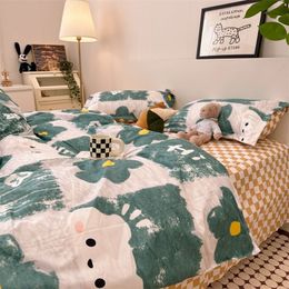 Ins American style Small Floral Bedding Set Polyester Bed Flat Sheet Pillowcase Single Twin Full Queen Quilt Cover