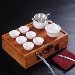 Teaware Sets Household Bamboo Tea Set Portable Travel Ceramic Teapot Cup