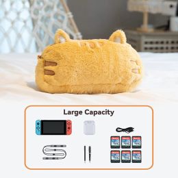 Cute Fat Cat Plush Bag Compatible with Nintendo Switch OLED/Switch Lite/Switch Game Accessories Storage Case with Shoulder Strap