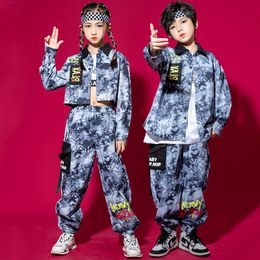 Hip Hop Dance Costume Girls Kpop Clothes Long Sleeved Tops Pants Concert Performance Outfit Boys Street Dance Clothing BL8919