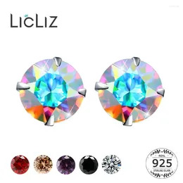 Stud Earrings LicLiz 925 Sterling Silver Colourful Zircon Diamond For Women CZ Crystal Jewellery Boucle D'oreille LE0689