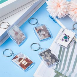 1/10pcs Creative Blank Keyring Clear Blank Picture Pendant Transparent Photo Frame Keychain Tassels Snap-In Custom Insert Photo