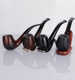 Classic Carved Wooden Smoking Pipe Tobacco Accessory Traditional Style Natural Handmade Cigar Pipe Curved Smoke Tools Gift T2007241009457