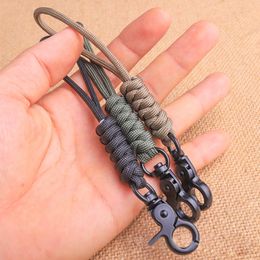 2Pcs Keychain Lanyard Triangle Buckle High Strength Parachute Cord Self-Defense Emergency Survival Backpack Paracord Key Ring