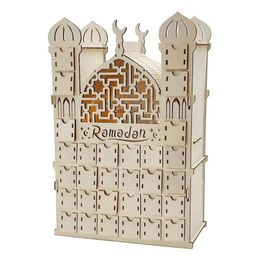 Ramadan Countdown Calendar 2024 Ramadan Decoration Wooden Eid Calendar Ornaments For Home Islamic Muslim Party Decor EID Gifts 240403