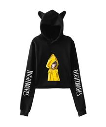 Game Little Nightmares 2 Six and Mono Crop Top Hoodie Hip Hop Streetwear Kawaii Cat Ear Cropped Short Sweatshirt Streetwear9494811