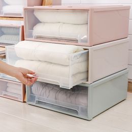 Large Capacity Drawer Clothes Storage Box Stackable Organiser Transparent Underwear Box Quilt Boxes Cabinet Storage Organiser