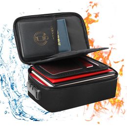 Lockable File Storage Bag With 3-Layer Multi-Use Fire Proof Waterproof Portable Laptop Documents Safe Zipper Box Home Storage