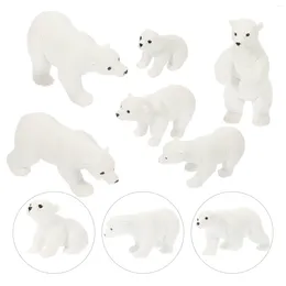 Garden Decorations 6 Pcs Sea Decor Polar Bear Micro Landscape Cute Desk Puzzle White Statue Decoration Model Resin Figurines