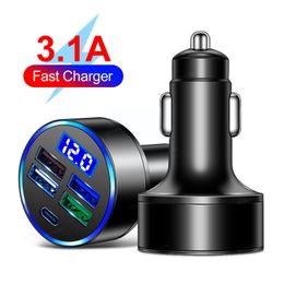 Fast Charging 4 USB Car Charger With Type C PD 15W Car Phone Charger For Huawei Iphone Sumsung Car Cigarette Lighter N3D2