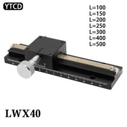X Axis Long-range Dovetail Trimming Slide Dovetail Slide Table Sliding Stage Manual Displacement Platform LWX40 L=100-500mm