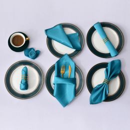 30x30cm 12pcs hemstitched Square Napkins DIY Satin Cocktail Napkin for Party Wedding Table Cloth Soft Kitchen Dinner Napkins