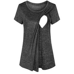 Maternity Nursing Tops Clothes Pregnancy T Shirt Long Sleeve Blouse Women Pregnant Breastfeeding Tee Clothing Size S-2XL
