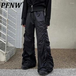 Men's Pants PFNW Trousers Personality Elastic Wrinkled Niche Design Baggy Casual Trend Male Darkwear Pleated Streetwear 9C3481