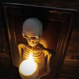 Halloween Lights Skull LED Lights Frame Handheld Candle Horror Props Lights Wall Decor Supplies Durable Halloween Decoration