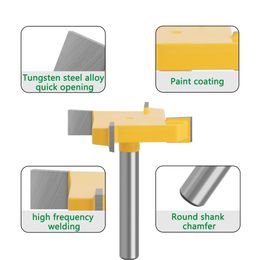 1pc 6mm Or 6.35mm Shank D 40mm 4 Edge T Type Slotting Cutter Woodworking Tool Router Bits for Trimming Machine C07318Z44006Y