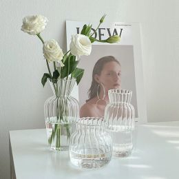 Nordic Transparent Vases Glass Bottle Flower Pot Home Decor Hydroponic Terrarium Arrangement Glass Flower Vase Table Ornaments