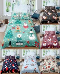 Homesky Bedding Set Christmas 9 Colours Styles Microfiber Duvet Cover Single Double Queen King Quilt Cover Pillowcase Bedclothes LJ3749303