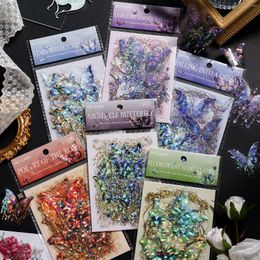 Gift Wrap 20 Pcs/pack Laser PET Butterfly Stickers Creativity Waterproof Adhesive Diy Sticker Hand Made Decorative Junk Journal Supplies