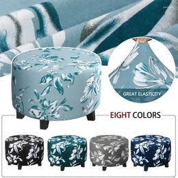 Chair Covers Elastic Ottoman Footstool Cover Stretch Stool Case Protector Thicken Floral Printing Foot Rest